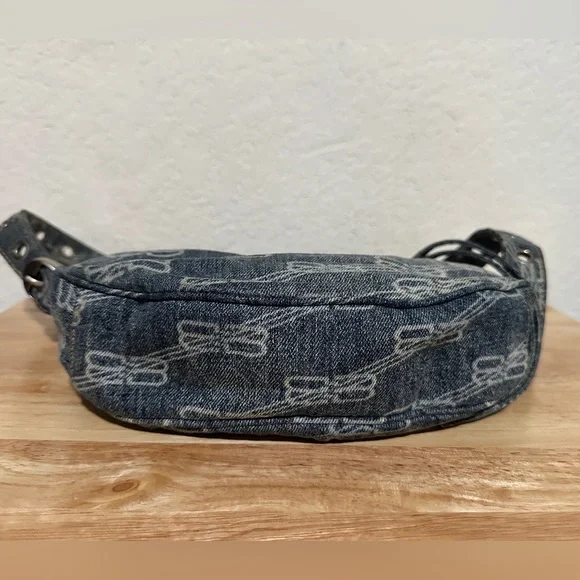 Balenciaga Le Cagole BB Monogram Denim Mini Shoulder Bag - Picture 3 of 8